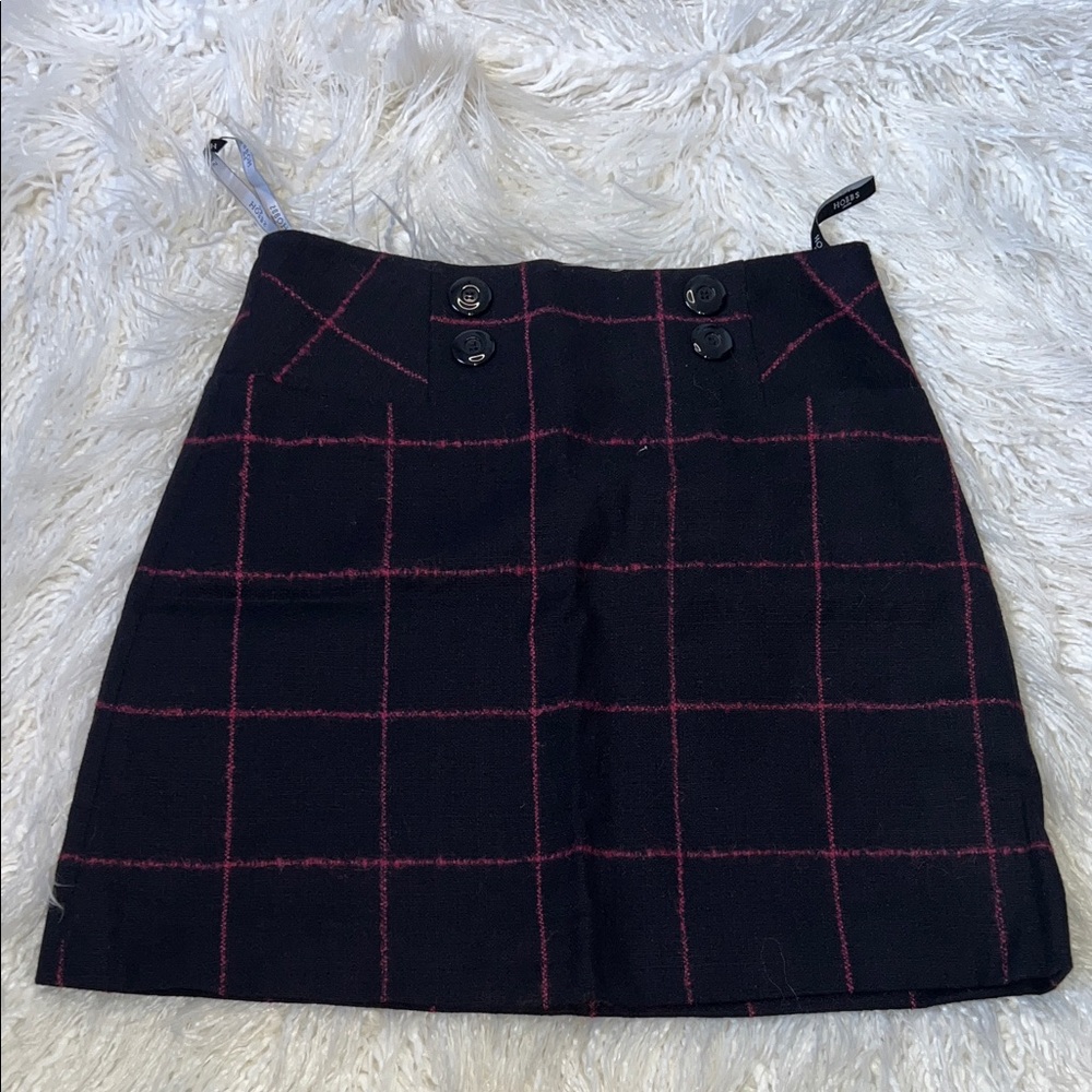 HOBBS LONDON Plaid Wool Mini Skirt